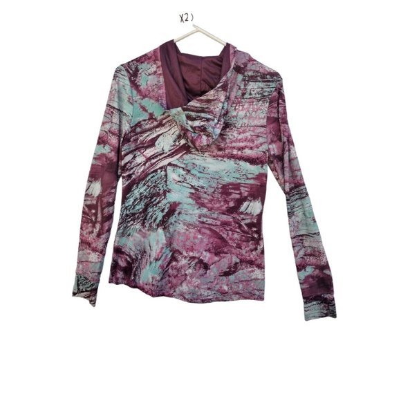 Realtree Women's Fishing Performance Knit Ocean Pink and Green Hoodie Size Small - Picture 2 of 4